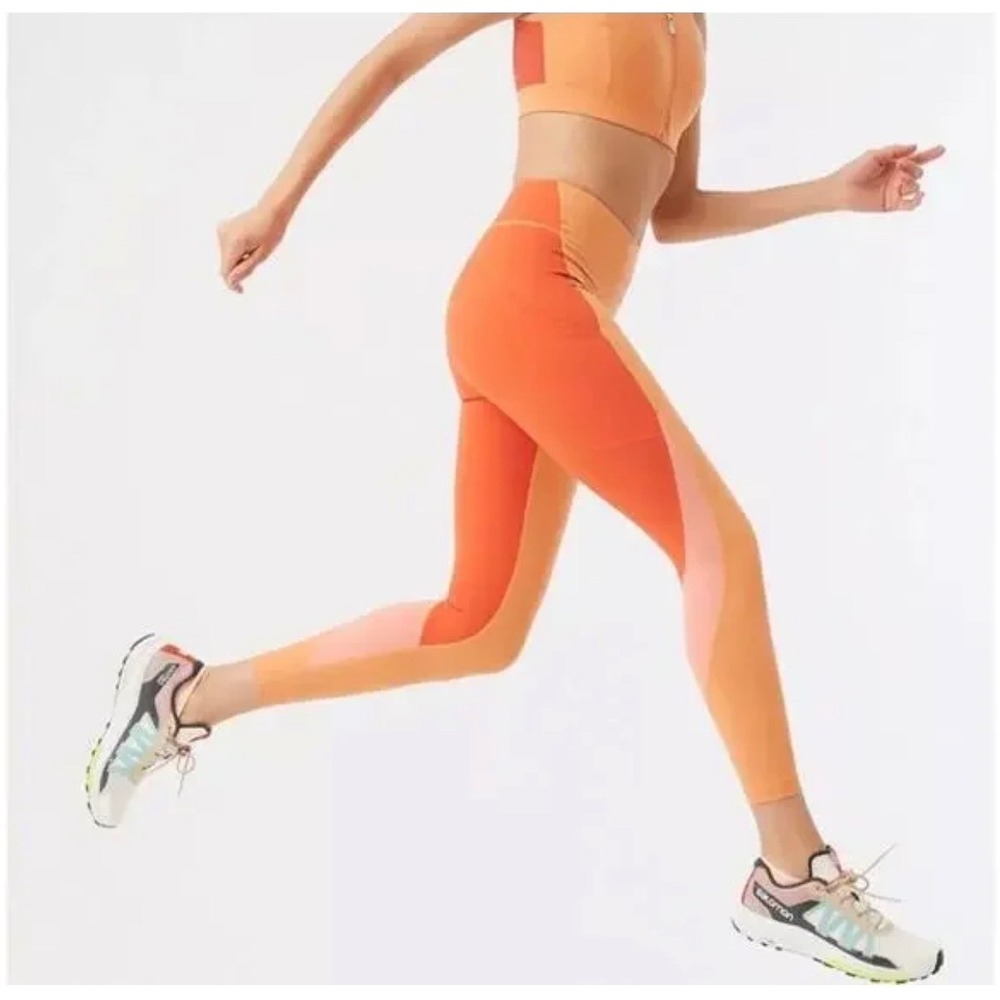 Outdoor Voices 7/8 Leggings Women's Small Zoom Orange‎ Colorblock Athletic Gym